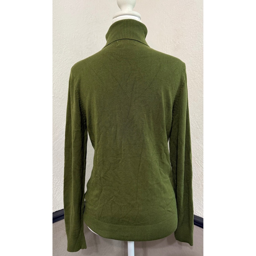 Vintage Joseph A Qu'est-ce Que C'est Silk? Women M Green Knit Turtleneck Sweater - Picture 3 of 5